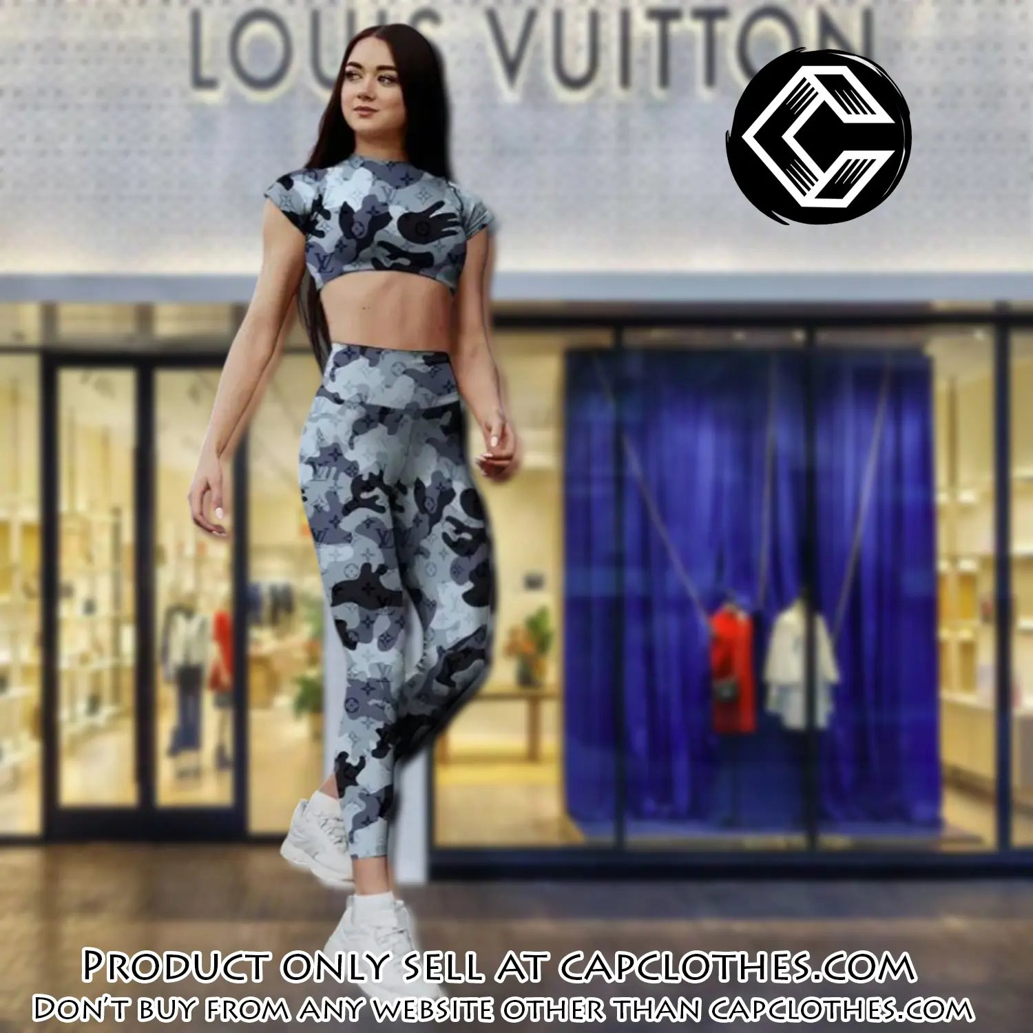 Louis vuitton luxury sportwear combo luxury brand crop top tshirt and legging for women ctl1042 cc0106374